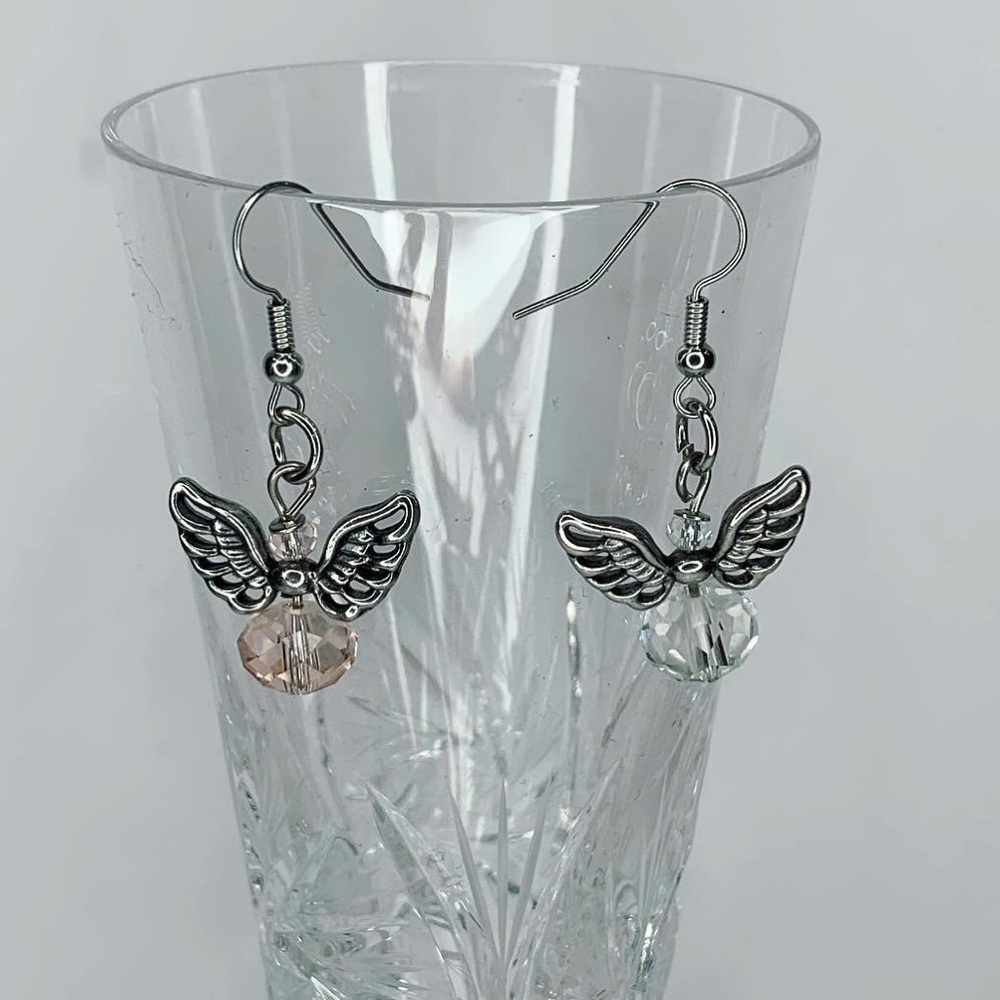 Pink angle earrings